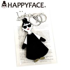 HAPPY FACE サングラス LADY 全身 セレブチャーム アクリルキーホルダー スワロフスキー キーホルダー バッグチャーム レディース ギフト 11243-4959