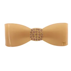 アレクサンドルドゥパリ Alexandre De Paris リボンバレッタ ラインストーン ピンクべージュ