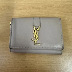 【極美品✨】サンローラン キーケース カサンドラ グレー×ゴールド金具 シボ革 極美品✨】サンローラン キーケース カサンドラ グレー×ゴールド