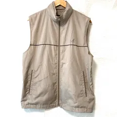 (^w^)b KANGOL SPORT カンゴールスポーツ ジップアップ ベスト ジャケット 薄手 裏地メッシュ ロゴ刺繍 シンプル アクティブ アウトドア キャンプ トップス ベージュ メンズ 男性 サイズ L