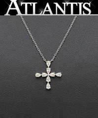 【広尾店】 美品 ハリーウィンストン HARRY WINSTON シンボルズ ペアシェイプ ミニクロス ネックレス Pt950 ダイヤ 約41cm 約3.3g 【16130】のサムネイル