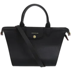 新品同様 ロンシャン ル プリアージュ エリタージュ レオパード レザー ブラック 黒 ハンドバッグ 0515 Longchamp