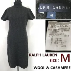 日本正規代理店タグ★RALPH LAUREN/ラルフローレン★ウール&カシミヤ/タートルネック/半袖ワンピース【M/gray】sweater/dress◆cBH934<sale>