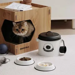 푸드 스토커 펫 푸드 캣 푸드 강아지 사료 3.5kg 원형 탁상용 방진 방습 뚜껑이 달린 애완 동물 접시?펫 디쉬?쌀 캔, 쌀, 밀가루, 밀폐 용기, 보관 케이스, 보관 용기, 애완용 부처