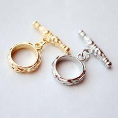 1個 真鍮製 金アレ対応 14KGP 本金メッキ 炎 模様 マンテル 留め具 連結 クラスプ チャーム アクセサリーパーツ コネクター 手芸 ハンドメイド