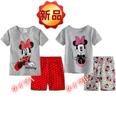 ✨新品✨ミニーマウス 子供用パジャマ 半袖Tシャツ&ショートパンツ 上下セット 女の子 デイジー柄 グレー 可愛い キッズルームウェア 部屋着 100/110/120/130/140cm 春夏秋向け 肌触り良い コットン 綿 キッズパジャマ 半袖パジャマのサムネイル