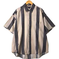 古着 90年代 ラルフローレン Ralph Lauren CHAPS チャップス ストライプ柄 半袖 コットン×リネン ボタンダウンシャツ/eaa564172