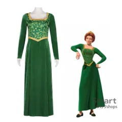 コスプレ ドレス フィオナ姫 シュレック グリーンドレス風 アニメ 仮装 プリンセス服 M250828-8