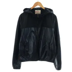 プラダ PRADA レザージャケット ナイロン 切替 フード 羊革 52 L 紺 ネイビー /AN33のサムネイル