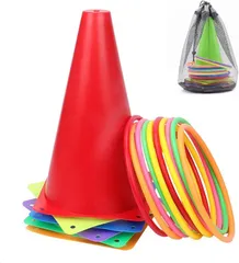 RYOHIN Lab. 良品ラボ 輪投げセット 縁日 おもちゃ イベント レクリエーション 玩具 子供 景品 カラーコーン ゲーム 16個セット(マルチカラー)