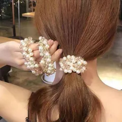 ヘアゴム パール バブル シンプル ブレスレット ビーズ ヘア留め ヘアアクセサリー 髪飾り 上品 パーティー飾り(メール便送料無料)