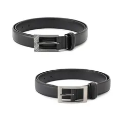 【新品】 [オリヒカ] 箱付き ベルト2本セット ビジネス 紳士 スーツベルト サイズ調節可能 本革 プレゼント ギフトボックス メンズ ピンチェック黒／ナカイチサフィアノ黒(24AMA-BE-C) FREE 1