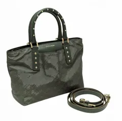 新品同様 ゲラルディーニ ２WAY　ハンドバッグ　ショルダーバッグ ミニトートバッグ グリーン 緑 スタッズ　総柄 ソフティ ナイロン レディース GHERARDINI 