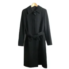 INED イネド ステンカラーコート ロングコート カシミヤ100％ 比翼ボタン ウエストベルト ロング丈 ブラック サイズ2 レディース 美品のサムネイル