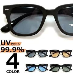 サングラス 伊達メガネ メンズ レディース UVカット ウェリントン ライトカラーレンズ 薄い色 ブラック スモーク ブラウン ブルー グリーン ラバーフレーム 全4色