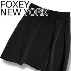 FOXEY NEW YORK フォクシーニューヨーク ブラック フレアスカート プリーツ トリアセテート52% ポリエステル48% 日本製 38 M レディース エレガント 35032-WASFT917 001131H