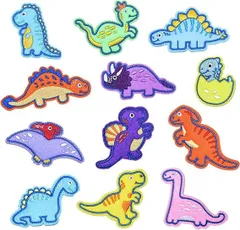 【在庫処分】YFFSFDC 恐竜 ワッペン 12枚セット ダイナソー アイロン接着 刺しゅうワッペン アップリケ DIY 補修 子供 男の子 女の子 保育園 幼稚園 お祝い ギフト プレゼント