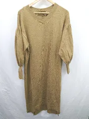 ◇ ⊇ osmosis オズモーシス リブ系　カジュアル系 長袖 ニットワンピース サイズOen ブラウン系 レディース E  【1507280015780】