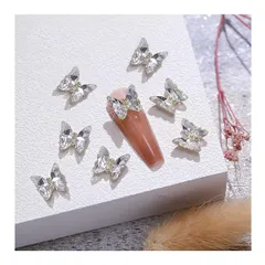 【在庫処分】ストーン ネイルパーツ キラキラ ネイルパーツ ネイルアート ネイルパーツ 蝶型 ジュエリーパーツ 大きめ 手作り バタフ 手芸 クリスタル ハンドメイド 蝶々 立体 ネイルアート装飾 3D ネイルアクセサリー 10個セット (A) ちょう