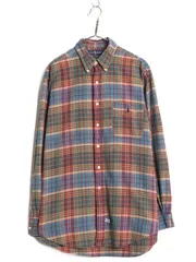 【お得なクーポン配布中!】 90s ラルフローレン チェック 長袖 ボタンダウン シャツ メンズ L / 90年代 オールド ポロ 長袖シャツ ワンポイント コットン マルチカラー