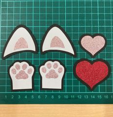【ゆん様　専用ページ】うちわ文字　ネコ耳　肉球②　ハートパーツ　6枚セット
