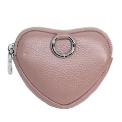 【在庫処分】人気 レディース スマートキーケース対応 本革 キーケース カラビナ付き ハート型小銭入れ (ピンク) Thayakii