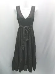 ◇ ◎ mercuryduo ノースリーブ 刺<!-利用不可文字-!> ガーリー カジュアル ギャザー ロング丈 ワンピース サイズS ブラック レディース E  【1308290010402】