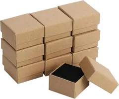 Crystal craft ギフトボックス アクセサリー用 指輪収納 クッション付き 正方形 小箱 クラフト紙 プレゼント ラッピング 10個セット(５x５x３ｃｍ)