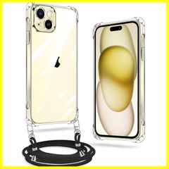 【新品・未使用】取り外し可能 斜めがけ 紐付き 落下防止 TPU シリコン 軽量 薄型 縄掛けケース 紛失防止 スマホケース 用 用 用 アイフォン15 全面保護 ワイヤレス充電対応 耐衝撃 ストラップ付き ネック ショルダー カバー （透明） iPhone1