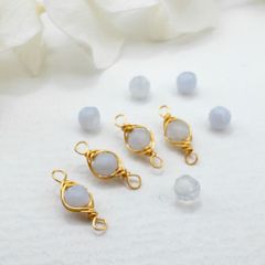＊4個＊ 天然石 パーツ ブルーレース ワイヤーラッピング コネクター チャーム 金 ワイヤー巻き te105