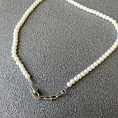 パール　シルバーチェーン　上品　ネックレス アクセサリー　シンプル　おしゃれ　白
