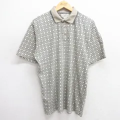 L/古着 半袖 ポロ シャツ メンズ 00s 総柄 コットン 薄ベージュ系他 カーキ 25may17 中古 トップス