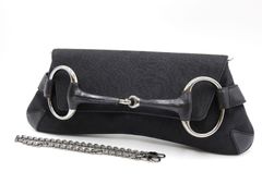 グッチ GGキャンバス ホースビット 2way クラッチバッグ ハンドバッグ レザー ブラック シルバー金具 120134