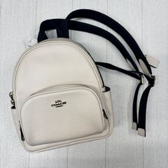 正規美品 COACH オフホワイト リュック レザー ゴールドロゴ 金具