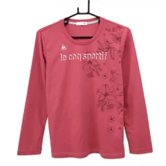 【超美品】ルコック 長袖Ｔシャツ ピンク 一部花柄 フロントロゴ レディース O ゴルフウェア le coq sportif