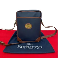 極 美品 Burberrys バーバリーズ ノバチェック 柄 シャドーホース ロゴ レザー ショルダーバッグ ポシェット ネイビー ブラウン 98431