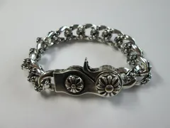 クロスブレスレット シルバー ユリ 紋章 チェーン フラワー フローラル ヴィンテージ 韓国