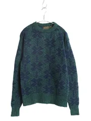 【お得なクーポン配布中!】 80s USA製 エディーバウアー ウール ニット セーター メンズ S / 古着 ヴィンテージ 黒タグ 長袖セーター ノルディック 総柄 クルーネック