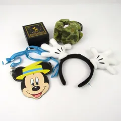 ディズニー ミッキー 時計 カチューシャ パスケース 耳当て 4点セット グッズ まとめて レディース Disney 【中古】