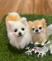 ひらりん。　コーイケルホンディエ　羊毛フェルト コーイケルホンディエ◇羊毛フェルト犬 ハンドメイド 35cm 大谷