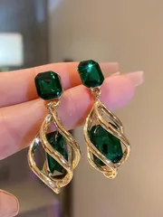 ジュエリー レディース イヤーアクセサリー 1ペア プレミアム ラグジュアリー グリーン スタッドピアス レディース用