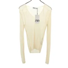 ザラ 未使用 長袖 Vネック サマー ニット M ベージュ ZARA レディース