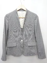 ◇ Diana square ダイアナ ノーカラー チェック 長袖 ジャケット サイズ11AR グレー レディース P  【1407100044450】