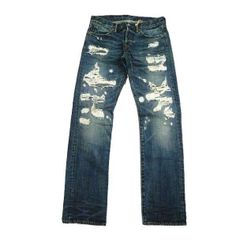 エターナル ジーンズ 52292 クラッシュ&リペア加工 リメイク 中古加工 デニムパンツ ライトインディゴ