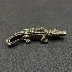 A56 ワニ アリゲーター クロコダイル 真鍮製 風水 幸運 金運 開運
