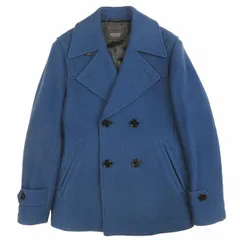 美品 バーバリーブラックレーベル BURBERRY BLACK LABEL ウール ピーコート Pコート ジャケット ブルゾン アウター ダブル シャドーチェック D1F70-213-25 サイズM 青 ブルーのサムネイル