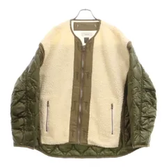 FACETASM (ファセッタズム) 22AW ZIPPER SHERRPA QUILTED LINER JACKET T0F-JK-M06 オーバーサイズ キルティング フリース 切替ジャケット ホワイト/カーキのサムネイル