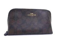 ■美品■ COACH コーチ F53358 シグネチャー PVC×レザー マルチポーチ マルチケース 小物入れ メイクポーチ ブラウン系 DJ1269