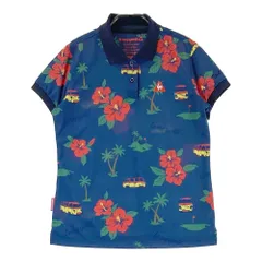 サイズ：L LE COQ GOLF ルコックゴルフ  半袖ポロシャツ ロゴ刺繍 総柄 ネイビー系 [240101482635] ゴルフウェア レディース ストスト