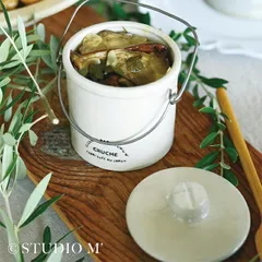 【白 109123】studio m’ スタジオエム クリュシュ キャニスター(保存容器 500ml 陶器 せっ器 キッチン アンティーク 風 おしゃれ)のサムネイル